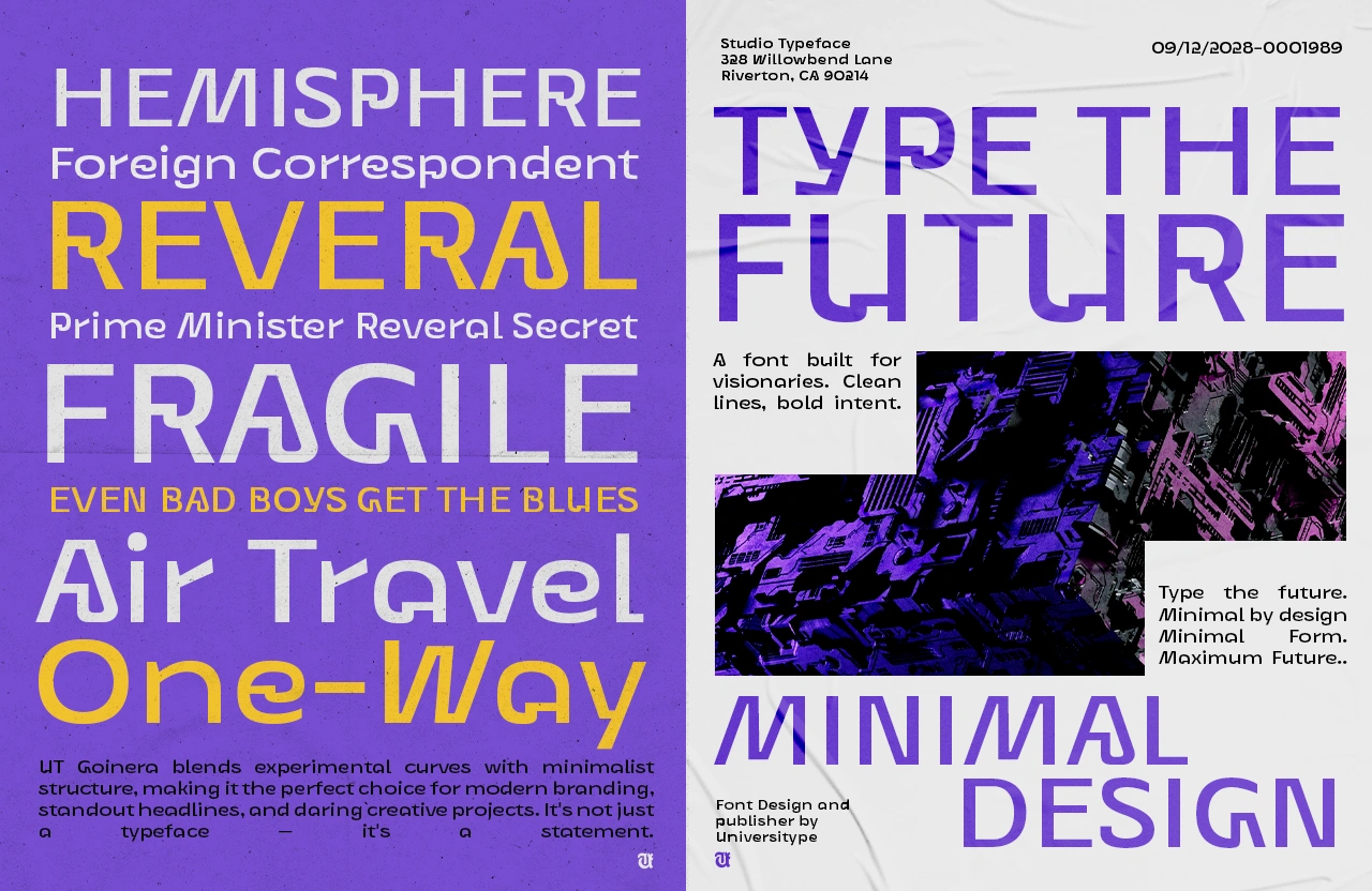 UT Goinera – A Minimal Geometric Typeface with Clever, Curved Details